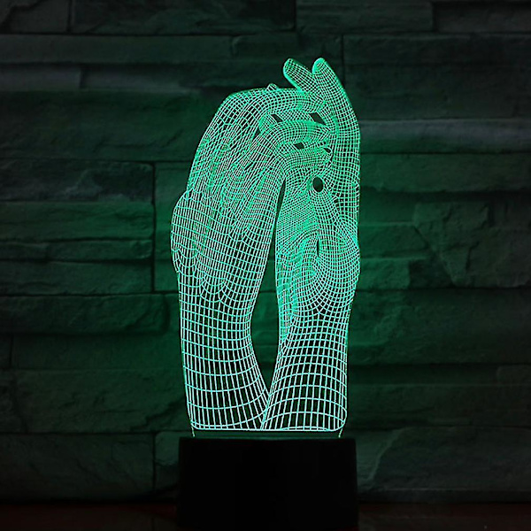 Handshake 3D LED nattlampa sovrum bordslampa färgförändring