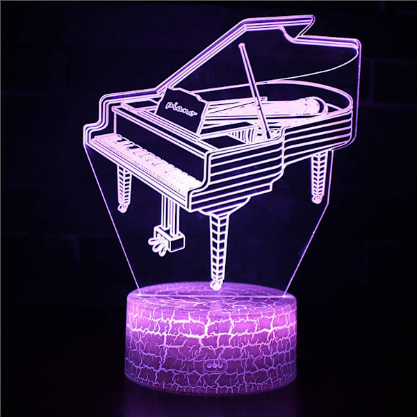 Musikinstrument 3d nattlampa led färgglad 16-färgs fjärrkontroll skrivbordslampa