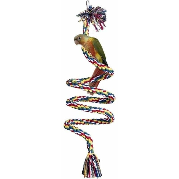 Fuglelegetøj med klokke, papegøjetyggelegetøj, bomuldsklatrereb, justerbart papegøjelegetøj til parakitter, spinalparakitter, 100 cm længde