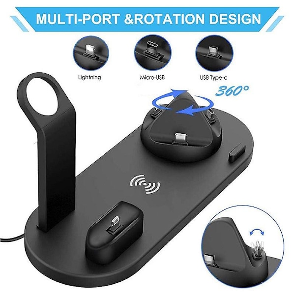 Trådløs oplader, Iphone trådløs oplader, Type C telefonoplader, mikro Usb telefonoplader, airpods oplader, hurtig trådløs oplader, telefon magnetisk opladning