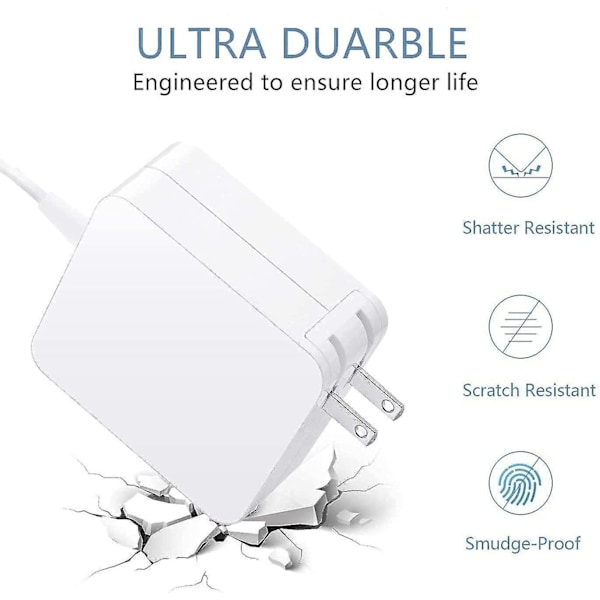 60W Mac Book Pro-oplader - Udskiftning 60W T-Tip Mac-oplader Gammel Mac Book-oplader, Universal strømadapter L-type Kompatibel med Mac Book Pro 13 tommer