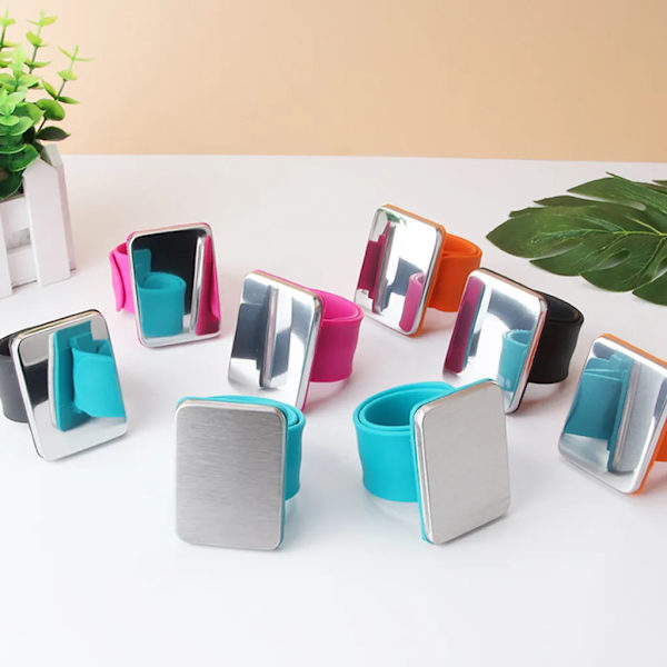 Magnetisk nålpåse armband, nålhållare för sömnad, quiltning, hårklämmor, silikonarmband, blå