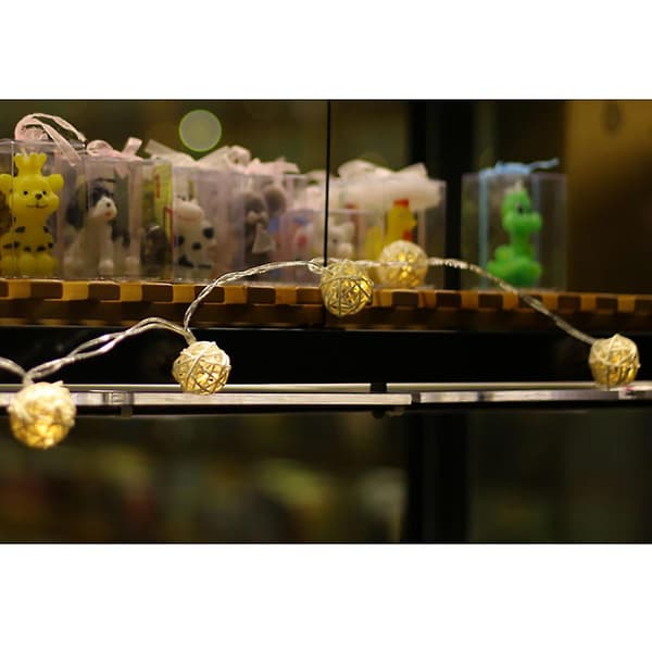 202420LED Rattan Ball String Lights Romantisk Dekorativ Fe-ljus för Utomhus Inomhus