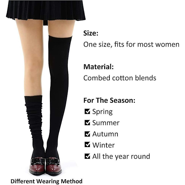 Kvinde Over Knee High Strømper - Bløde Bomuld Cosplay Lårhøje Strømper