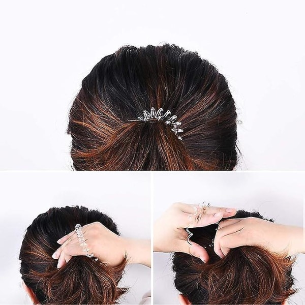 Hårslipsar med spiralform, 9 genomskinliga hårslipsar i grått plast, spiralhästsvanshållare, telefonlinjebob, set för hårtillbehör för kvinnor