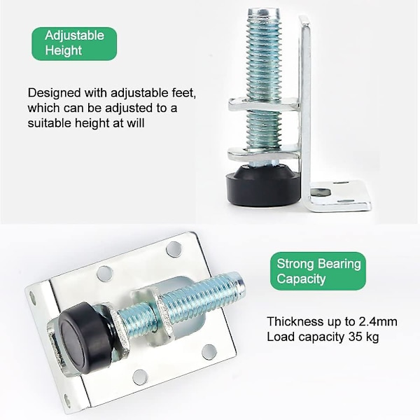 Lilaris 2 stk justerbare møbeljusterere for skap, tunge løfteføtter, tunge møbeljusterere, justerbart møbelben for fane