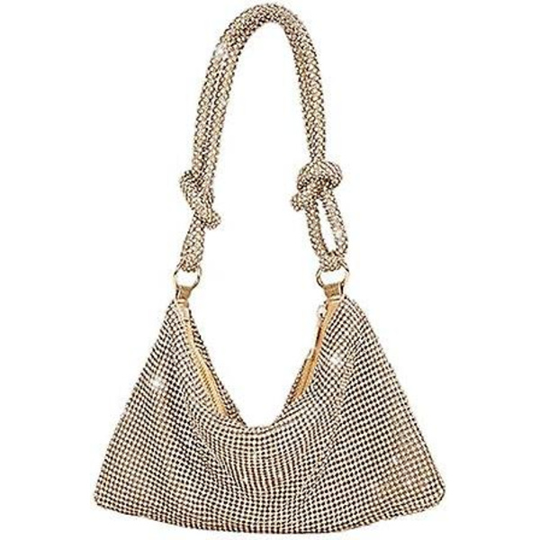 Dww-Handväska med strass för kvinnor - Chic aftonväska - Blank axelväska för fest, bröllop, middag