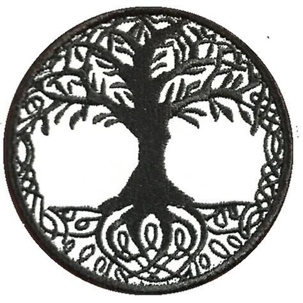 2st Tree of Life Patch Broderi (svart och vitt) Badge Krok och Loop Badge Patch Ryggsäck Hatt Jacka Väst Ficka Hundkoppel