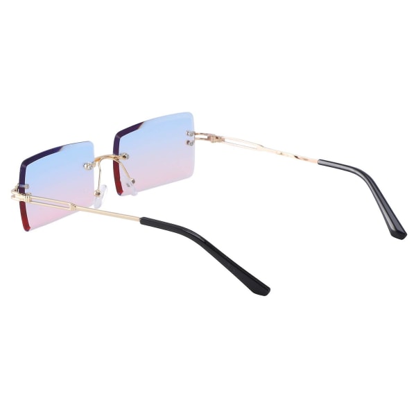 3 par fyrkantiga båglösa solglasögon Mode ramlösa glasögon Vintage rektangel Transparenta glasögon för kvinnor män,brun svart rosa