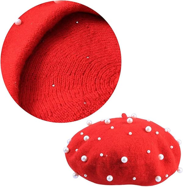 Beret Pearl Höst Vinter Kasmirs Beret Stjärnformade Pärlor Nitar Ull Beret