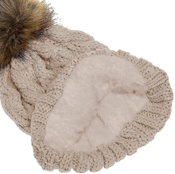 Barn-förälder-barn-set höst och vinter boll twist stickad mössa mode varm ullmössa（barn）