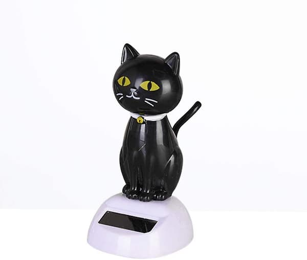 Solcelledansende legetøj Bobble Head legetøj Sort kat dyr dansende figur legetøj Bil instrumentbræt dekoration