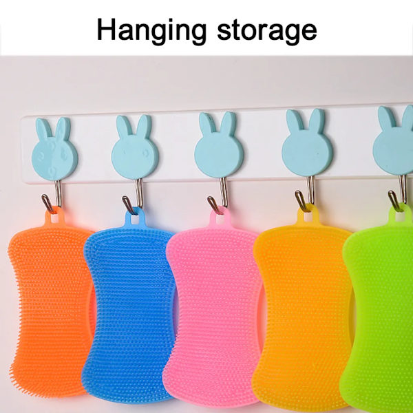 3-pack Silikon Svamp, Silikon Disksvamp, Multifunktionell Köks Silikon Skrubbsvamp för Gryta, Panna, Tallrik, Skål, Frukt, Grönsaker (Blå+Röd+Gul)