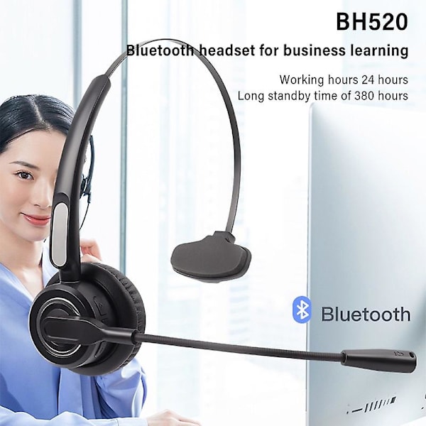 Bluetooth-headset V5.0 Trådlösa hörlurar Aktiv brusreducering Med mikrofon För mobiltelefon På örat Hörlurar För callcenter Lastbilschaufför Skyp