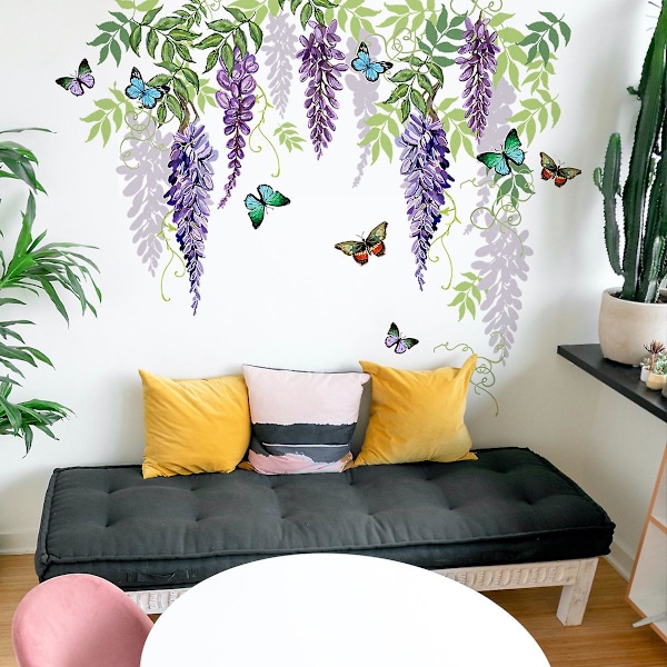 A Set of Butterfly Plants Wall Sticker Decal Decorative Adhesive Film, Wall Decoration Decor For Bedroom Kitchen Living Room