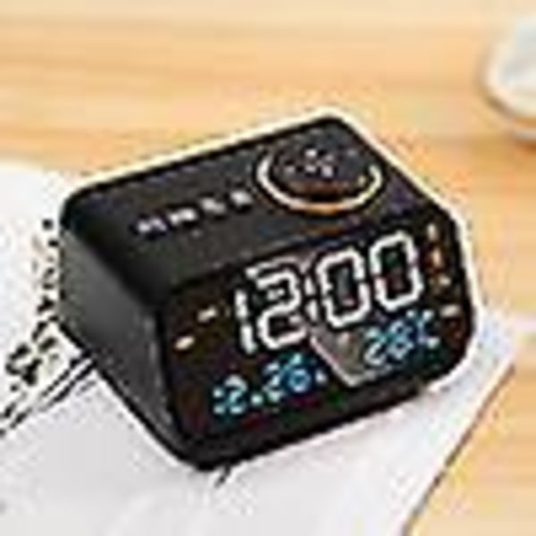 Alarmklokke med radio LED digital klokke Dual USB-lading sovetimer 12/24 timers slumre vekkeklokke