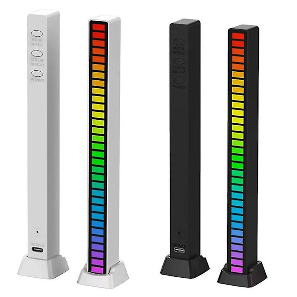 Musik Atmosfære Lys, Musik Lydstyring Led Strip Lys Multifunktionel Pickup Stemmelampe Usb（Hvid）