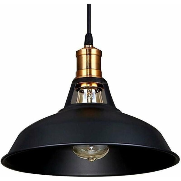 Vintage Industriel Pendel E27 LED Lampe Retro Loftslampe Skærm til køkken Spisestue Stue Soveværelse Restaurant, Sort