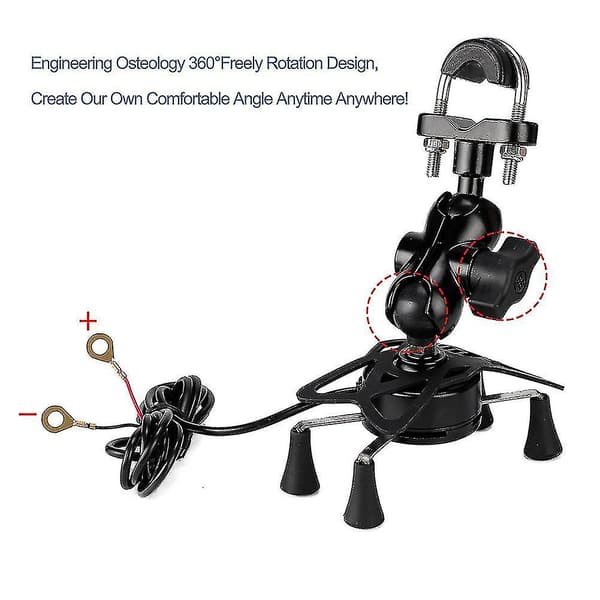 Motorcykel Telefonholder Med Usb-oplader Til 3,5\" Til 6\" Mobiltelefon