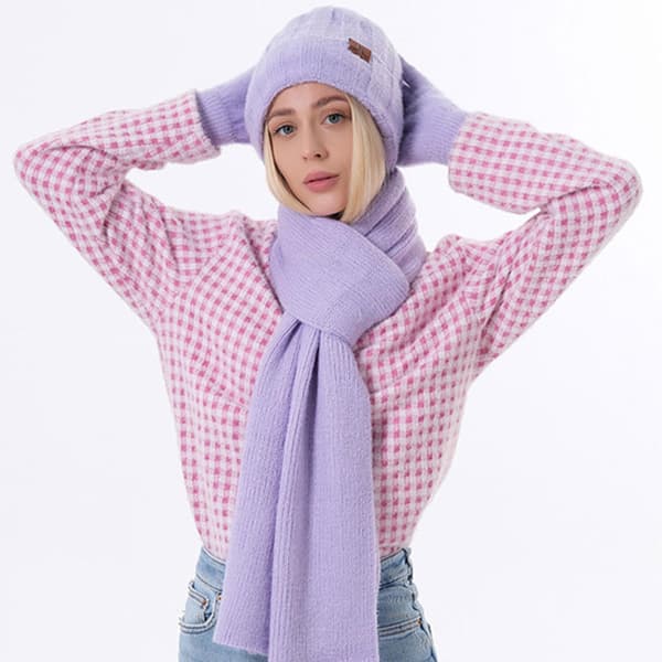 Vintermössa Halsduk Handskar Set Unisex Slouchy Halsduk Varm Stickad Mössa för Utomhusbruk (Brun)