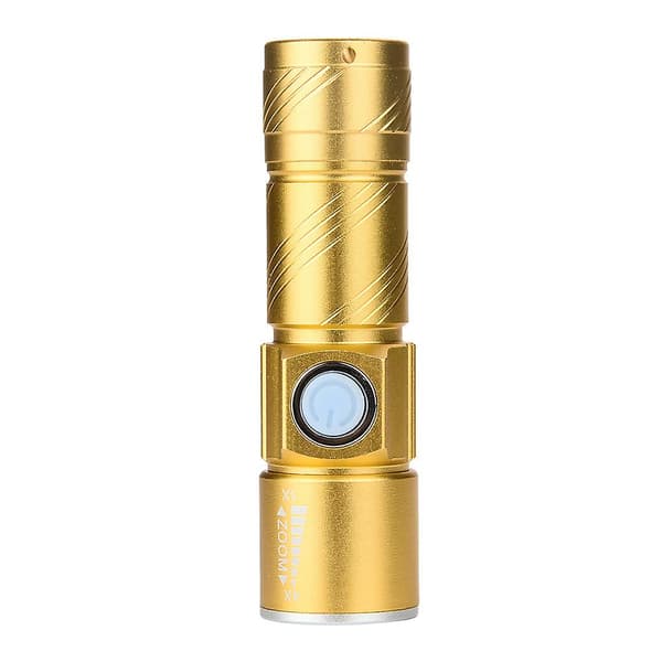 USB-ladattava polkupyörän taskulamppu LED-pyörä + pidike (kulta)