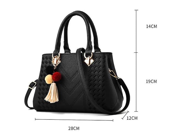 Damväskor och handväskor Axelväska Dam Designer Satchel Messenger Tote Bag, svart, 28*12*19cm