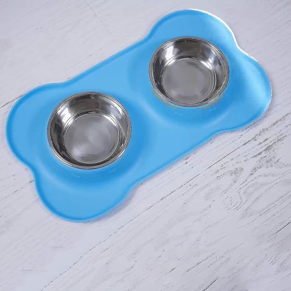 Sølesikker og sklisikker silikonmatmatte hundeskål 1 stk blå