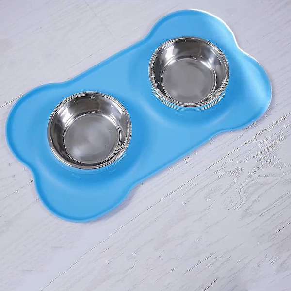 Spildsikker og skridsikker silikone madskål til hunde 1 stk. blå