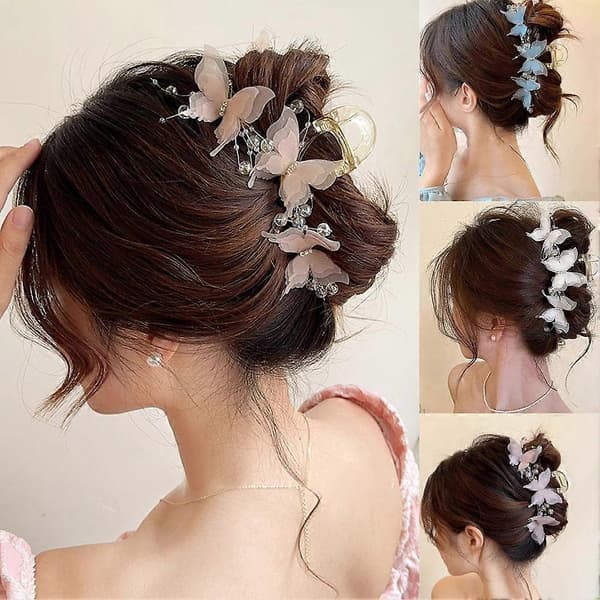 Fjärilshårklämma - Hårnål i blandat material för kvinnor White