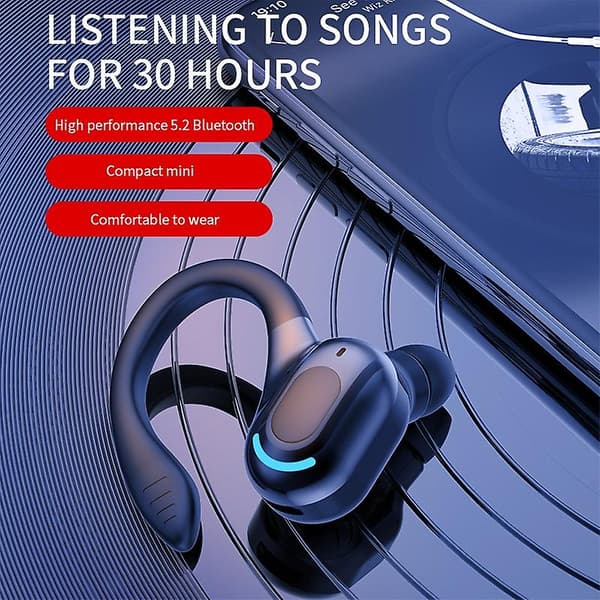 Lang standby Bluetooth5.2 headset trådløs forretningsøretelefon sport Bluetooth-hodetelefoner Hifi Mini Earhook ørepropper med mikrofon for Ios Android Phon