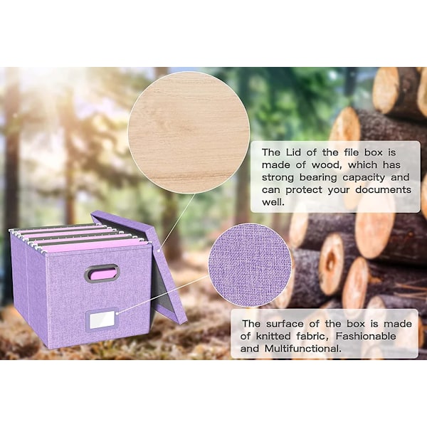 Dokumentmapp, Linneorganisatör med fack för hem- eller kontorsdokument (1-pack, Lavendel)
