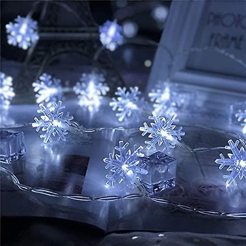 Lys, 9,8 fot 30 LED snøfnugglys batteridrevne vanntette eventyrlys