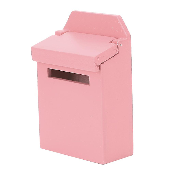 1:12 Mini-nukkekodin koriste Villa-tarvikkeet Värillinen puinen postilaatikko Käännettävä postilaatikkoPink