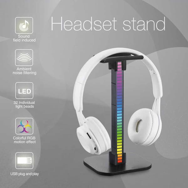 Headset Game Tilbehør Over Ear Hovedtelefoner Beslag Display Stativ Support Med Lys Til Skrivebord, De Fleste Hovedtelefoner