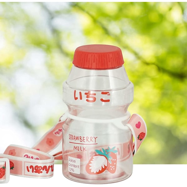 Kawaii Vattenflaska för Barn, 16oz Söt Vattenflaska för Flickor med Rem, Återanvändbar Läcksäker Vattenkanna för Skola & Kontor & Resa & Present