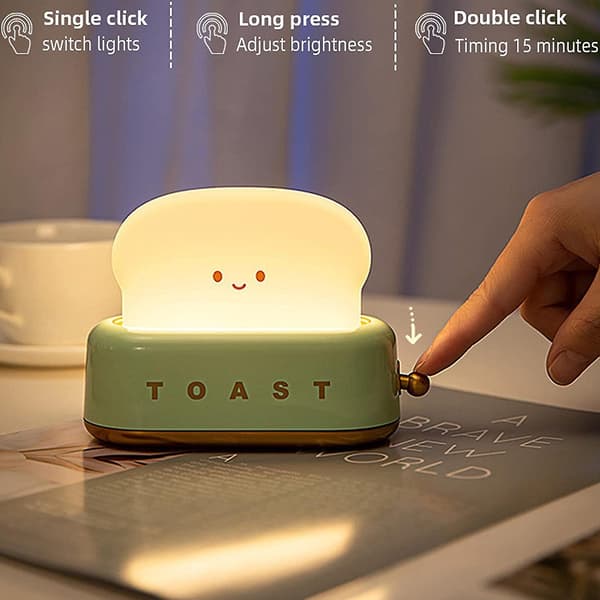 Bake Bread nattlys. Smile Bread Toast nattlys. Oppladbar Usb