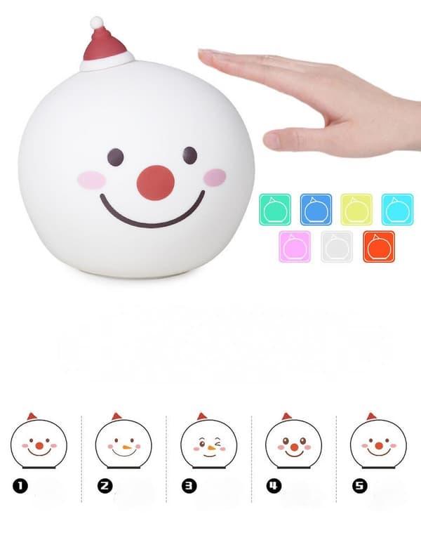 LED snømannlys - Dekorativ snømannbordlampe med 7 Co