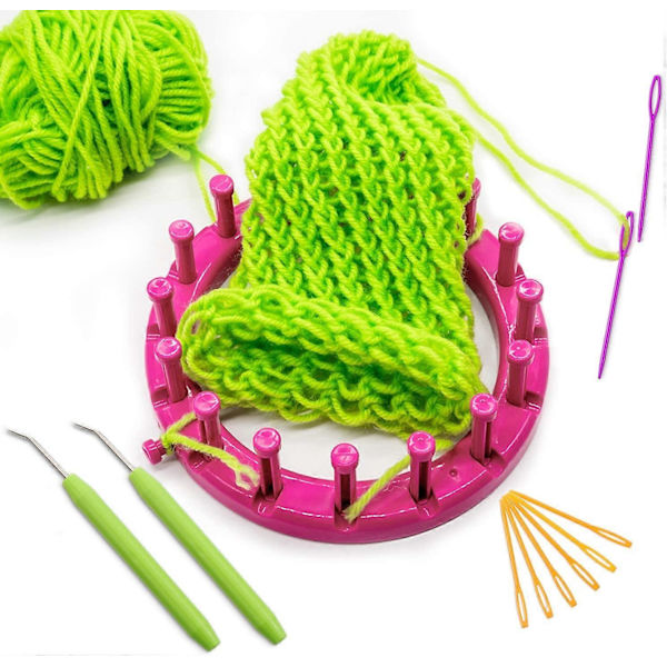 12 Set Loom Knit Hook Virka Virknålar med Plastnålar Stora Ögon Syverktyg för Knifty Stickning Stickare Hantverk