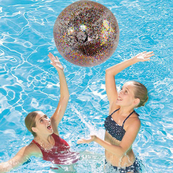 Uppblåsbar glitterstrandboll för sommarvattenaktiviteter (röd)