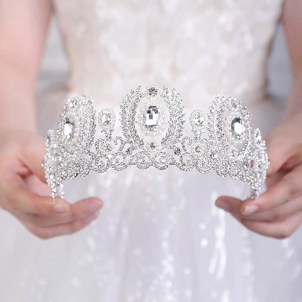 Rhinestone Prinsesskronor för Kvinnor och Flickor Bröllop Brudfest (Silver)