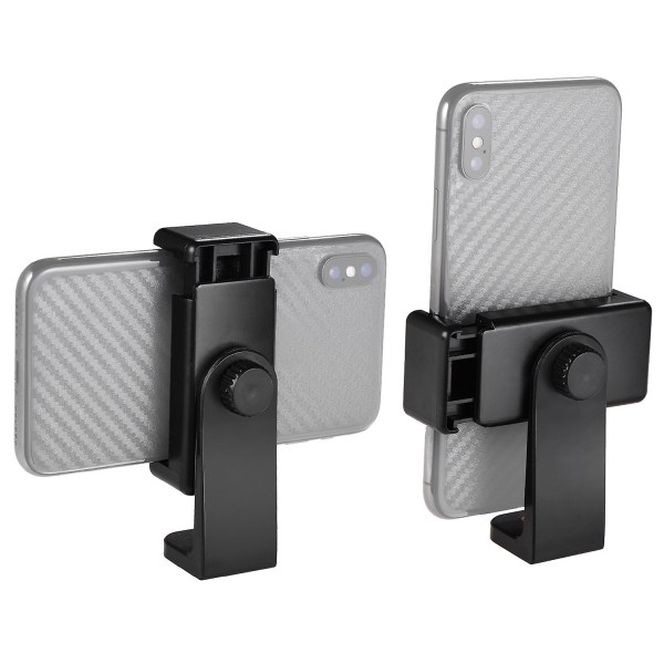 Smartphone klämhållare Telefonfäste Adapter Telefonklämma för stativ Selfie Stick med löstagbar klämma 360 Roterbar med tre 1/4 trådar kompatibel Wi