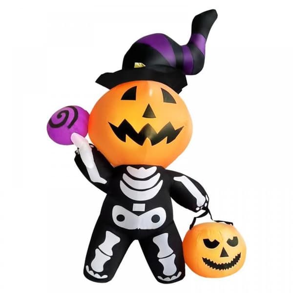 Halloween gresskar skjelett - B.LIVEM - 180cm - med LED-lys - Festdekorasjon