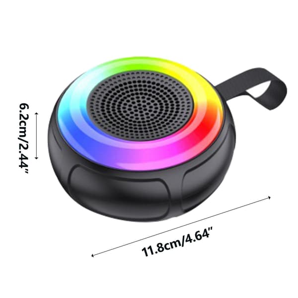 Bærbar Bluetooth-højttaler med mini-bas, udendørs farverige lys, bilkortindsættelse, gave (sort)