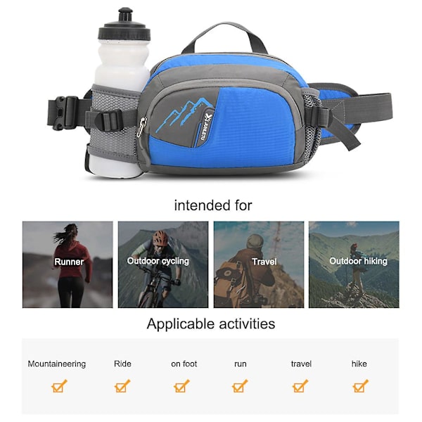 Fanny Pack - Juoksuvyölaukku - Puhelimen Kotelo - Pulloteline - Vedenpitävä - Pyöräilyyn - Juoksuun - Vaellukseen - Hydratointiin - Lenkkeilyyn