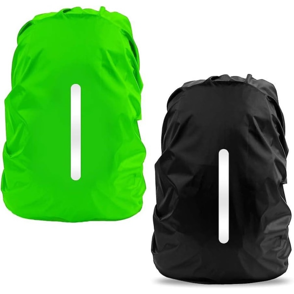 2 delar ryggsäck vattentätt cover, dammtätt stöldskydd reflekterande regnskydd S 18l-25l svart grön