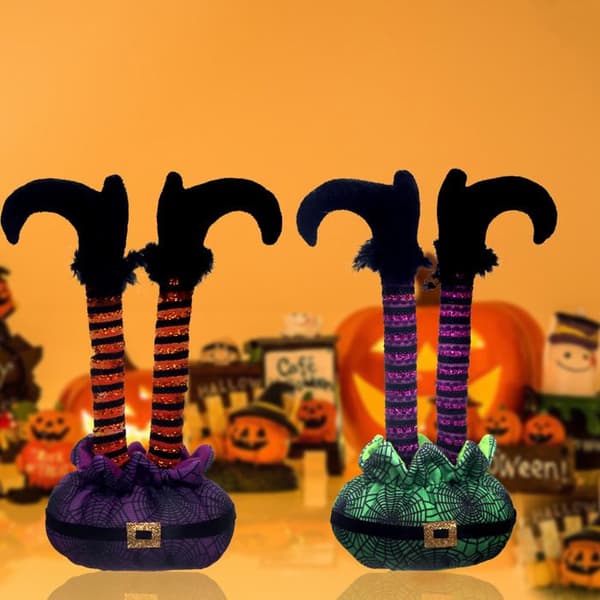 Halloweenpynt - Hekseben - 2 Stykker - Grøn - Udendørs/Indendørs