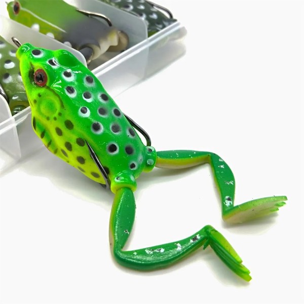 LIXADA 5 st Frog Lure Kit Mjuka bioniska fiskedrag Realistiska Frog Bordsvatten Simdrag med krok fiskeredskap 2,2 tum 0,5 oz/styck