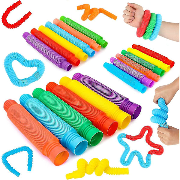 24 st Pop Tubes Fidget Toy Sensorisk För Småbarn Autistiska Barn Finmotorik Inlärning