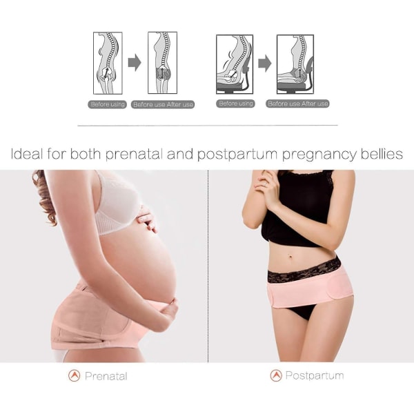 Rosa- Justerbart gravidbälte för nyblivna mammor före och efter förlossningen, smärtlindrande bälte 115 cm*17,5 cm