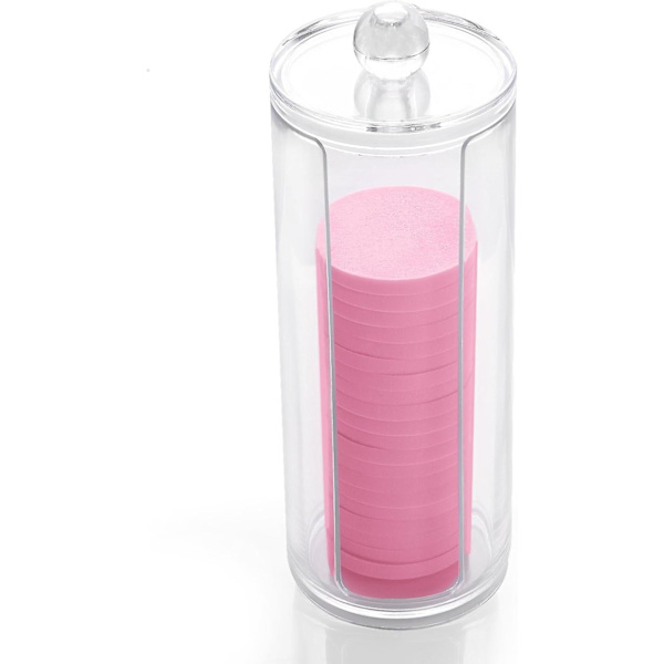 Akryl Makeup Organizer Rund Kosmetik Opbevaring Bomuldspude Dispenser Beholder Holder Organizer
